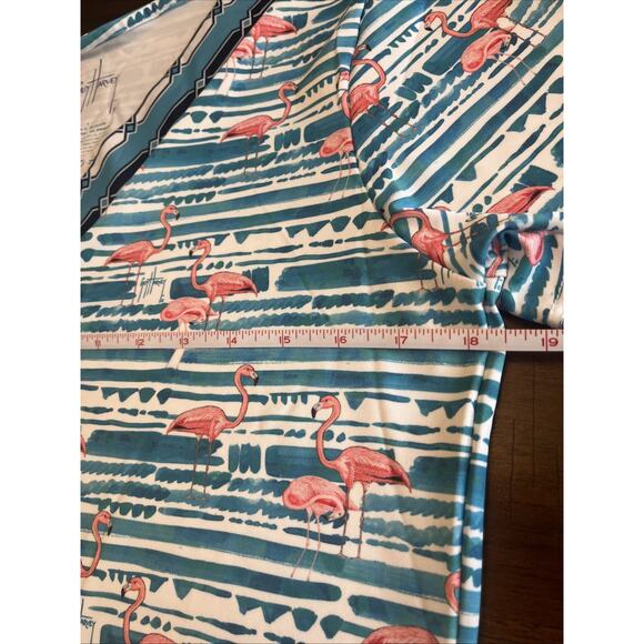 Guy Harvey Tropical Flamingo Dress Wmns Sz L Short Sleeve Vacation Resort Cruise - Picture 6 of 8